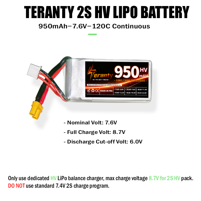 Teranty 2S HV 7.6V 950mAh 120C - Drone Racing Charger review and price